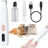 HKM-905299 Electric Dog Paw Trimmer with LED Light - Rechargeable Low Noise Pet Clipper