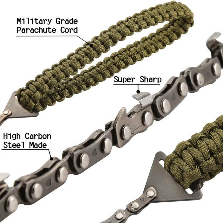 HKM-170579 Braided Survival Pocket Saw with Umbrella Rope for Camping and Outdoor Adventures