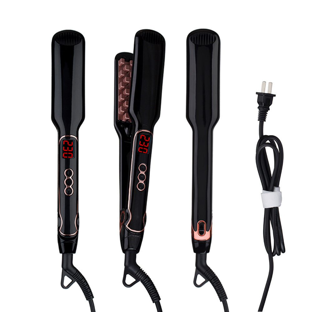 KTX-584659 Tourmaline Ceramic Fluffy Hair Straightener with Temperature Control for Wet and Dry Hair