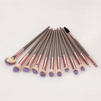 HKM-787603 12-Piece Nylon Makeup Brush Set with Long Plastic Handles for Precision Application