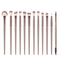 HKM-787603 12-Piece Nylon Makeup Brush Set with Long Plastic Handles for Precision Application