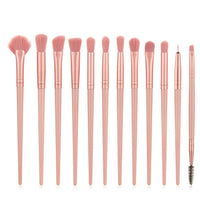 HKM-787603 12-Piece Nylon Makeup Brush Set with Long Plastic Handles for Precision Application