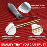 HKM-722899 Pet Hair Removal Tool for Carpets, Upholstery, and Furniture - Heavy-Duty Fuzz Remover with Copper and Stainless Steel Design