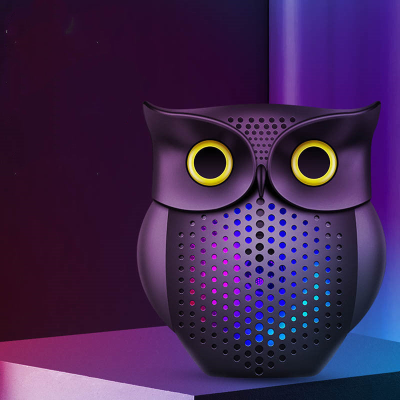 KTX-053459 Creative Owl Wireless Bluetooth Speaker - Compact 5W Portable Design, USB Rechargeable, Black Plastic Shell