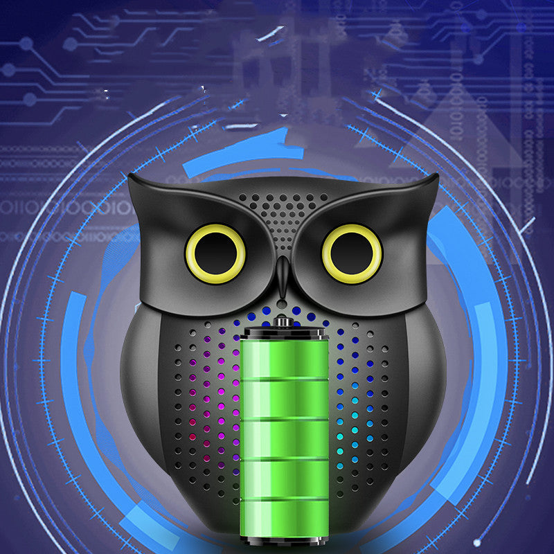 KTX-053459 Creative Owl Wireless Bluetooth Speaker - Compact 5W Portable Design, USB Rechargeable, Black Plastic Shell