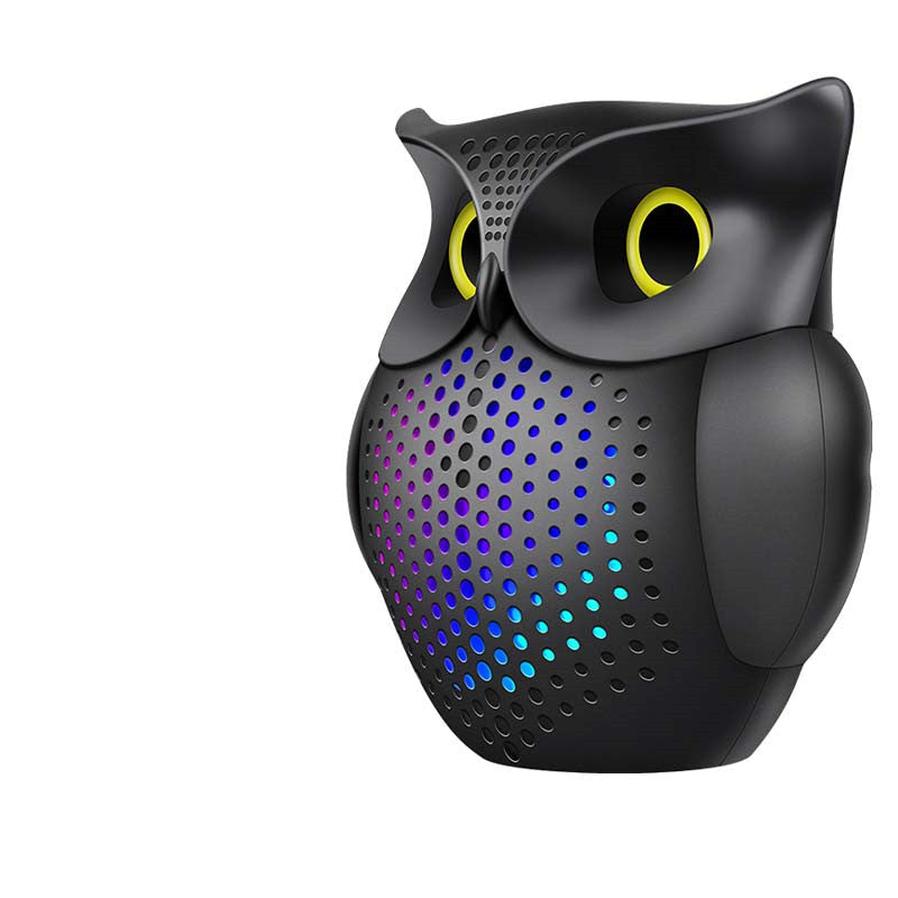 KTX-053459 Creative Owl Wireless Bluetooth Speaker - Compact 5W Portable Design, USB Rechargeable, Black Plastic Shell