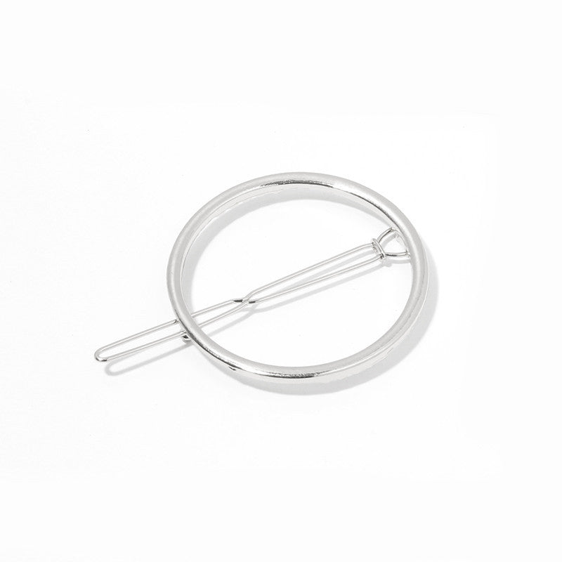 HKM-555283 Elegant Hairpin for Women - Stylish Bangs Side Clip in Gold and Silver Designs, Available in Triangle and Round Shapes