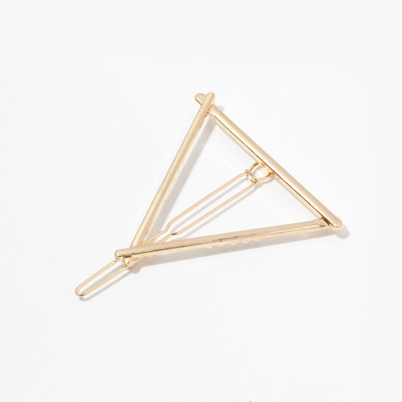 HKM-555283 Elegant Hairpin for Women - Stylish Bangs Side Clip in Gold and Silver Designs, Available in Triangle and Round Shapes