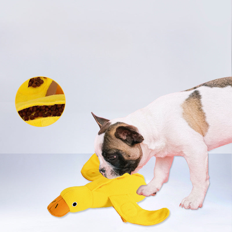 HKM-180947 Pet Toy with Sniffing Training Features and Treat Dispenser – Dog Sound Duck Plush Toy for Dental Health