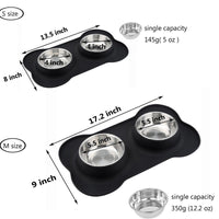 HKM-339987 Silicone Bone-Shaped Pet Mat with Stainless Steel Bowl for Dogs and Cats