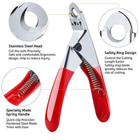 HKM-703635 Professional Stainless Steel Dog Nail Clippers with Safety Stop - Straight Edge Nail Trimmers for Easy Grooming