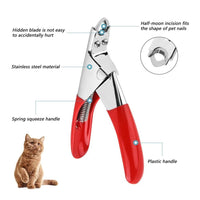 HKM-703635 Professional Stainless Steel Dog Nail Clippers with Safety Stop - Straight Edge Nail Trimmers for Easy Grooming