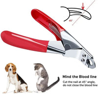 HKM-703635 Professional Stainless Steel Dog Nail Clippers with Safety Stop - Straight Edge Nail Trimmers for Easy Grooming