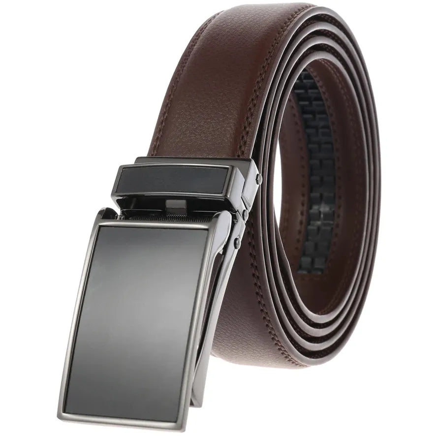 HKM-723859 Men's Automatic Ratchet Belt in Cowhide with Custom Logo Capability, Model LY55-0225-1