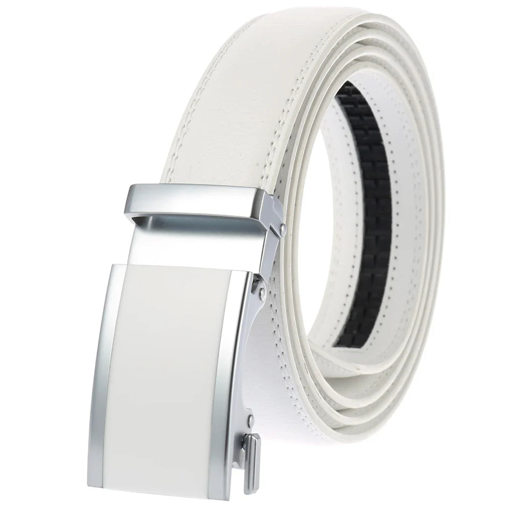 HKM-067347 Genuine Leather Men's Automatic Buckle Belt with Unique Design