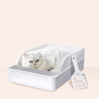 HKM-197075 Semi-Enclosed Cat Litter Box with Easy Access Door and Privacy Design