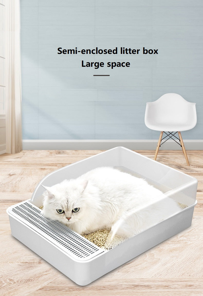 JMT-216330 Semi-Enclosed Cat Litter Box with Easy Access Door and Privacy Design