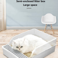 HKM-197075 Semi-Enclosed Cat Litter Box with Easy Access Door and Privacy Design
