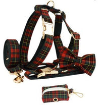 HKM-737363 Plaid Christmas Pet Collar and Leash Set with Bow and Vest ¨C Four or Five Piece Options Available