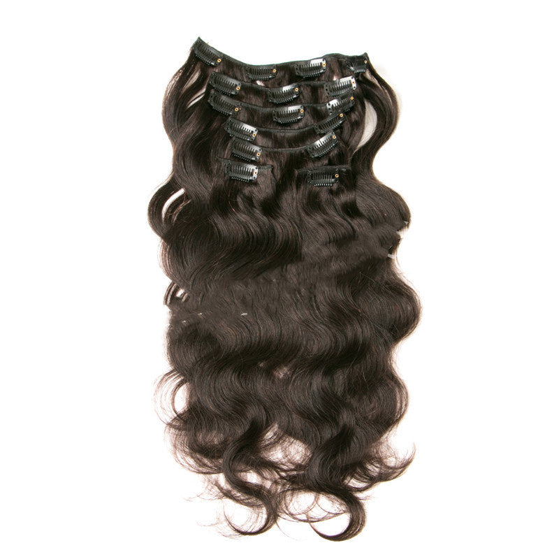 HKM-207187 Seven-Piece Clip-In Human Hair Extensions Set - 16 to 24 Inches, Fashionable and Natural Look