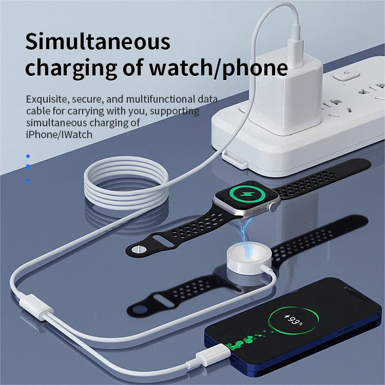 KTX-736403 2-in-1 USB C Wireless Charger for Apple Watch and iPhone, Magnetic Fast Charging for Series 7 SE 6 5 4 3 2 1