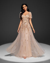 HKM-103251 Elegant Champagne Dress for Women - Style EZ25062