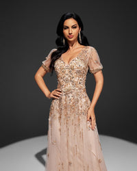 HKM-103251 Elegant Champagne Dress for Women - Style EZ25062