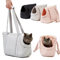 HKM-919123 Korean Style Quilted Pet Carrier Bag for Cats and Small Animals - Portable and Stylish Travel Design