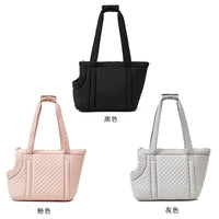 HKM-919123 Korean Style Quilted Pet Carrier Bag for Cats and Small Animals - Portable and Stylish Travel Design