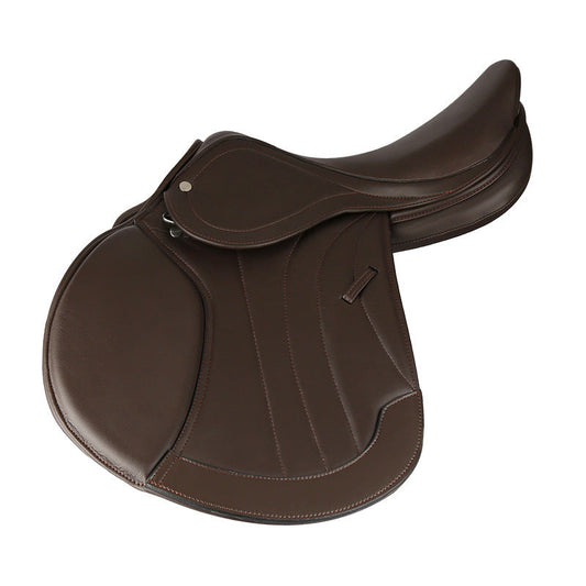HKM-116115 Microfiber Double-Layer Teaching Saddle for Equestrian Sports, Available in Black and Light Brown, Sizes 17 and 17.5
