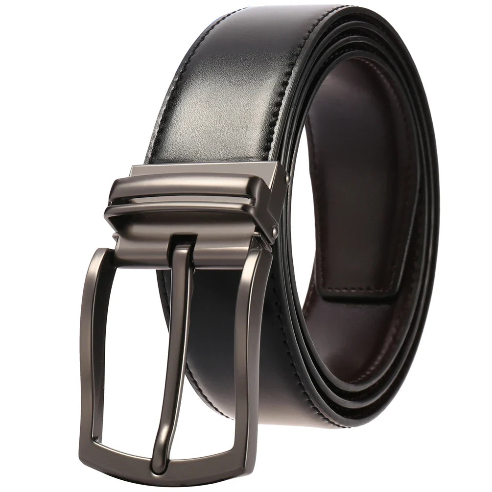 HKM-113619 Genuine Cow Leather Classic Pin Buckle Belt - Model LY35-3870-1