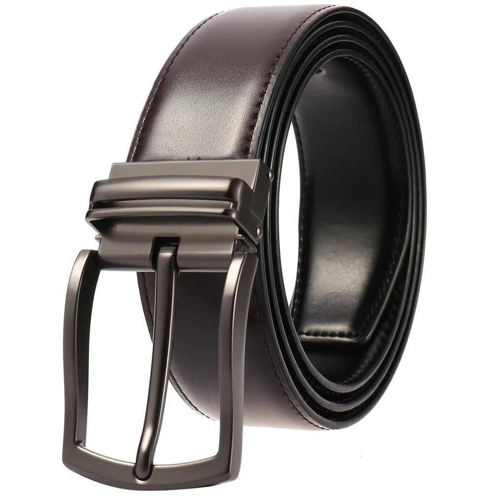 HKM-113619 Genuine Cow Leather Classic Pin Buckle Belt - Model LY35-3870-1