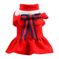 HKM-106387 British Style Woolen Costume for Pets - Autumn and Winter Skirt Outfit for Cats and Dogs
