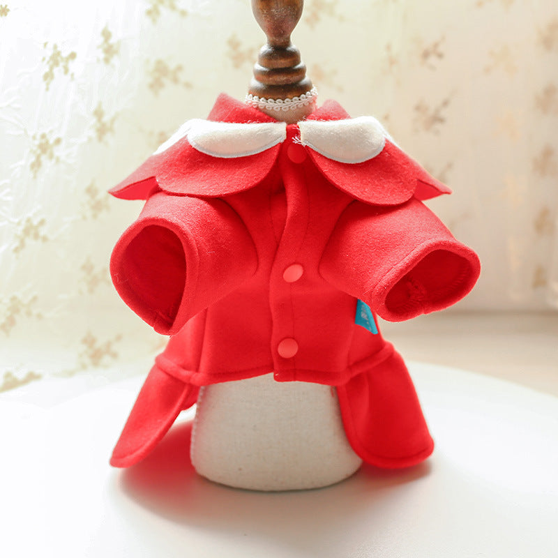 JMT-219082 British Style Woolen Costume for Pets - Autumn and Winter Skirt Outfit for Cats and Dogs
