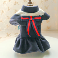 HKM-106387 British Style Woolen Costume for Pets - Autumn and Winter Skirt Outfit for Cats and Dogs
