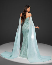 HKM-348435 Elegant Women's Green Evening Dress with Flattering Silhouette