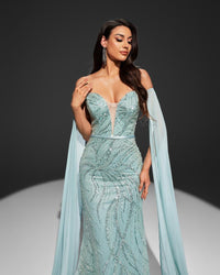 HKM-348435 Elegant Women's Green Evening Dress with Flattering Silhouette