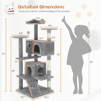 HKM-398931 Multi-Level Cat Tree with Sisal Posts, Plush Toys, and Cozy Rest Areas for Indoor Cats