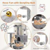 HKM-398931 Multi-Level Cat Tree with Sisal Posts, Plush Toys, and Cozy Rest Areas for Indoor Cats