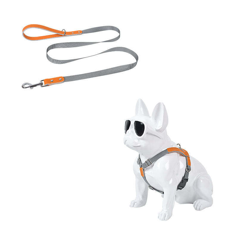 HKM-864147 Stylish PU Leather Pet Dog Chest Harness with Nylon Leash Set