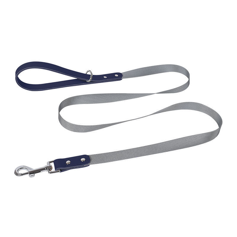 HKM-864147 Stylish PU Leather Pet Dog Chest Harness with Nylon Leash Set