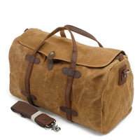 HKM-400339 Large Waterproof Canvas Travel Tote Duffle Bag - 54cm x 22cm x 30cm, Durable with Cowhide Accents