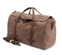 HKM-400339 Large Waterproof Canvas Travel Tote Duffle Bag - 54cm x 22cm x 30cm, Durable with Cowhide Accents
