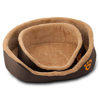 HKM-800723 Round Soft Warm Wool Dog Bed in Brown - Cozy Pet Sofa in Two Sizes