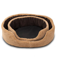 HKM-800723 Round Soft Warm Wool Dog Bed in Brown - Cozy Pet Sofa in Two Sizes