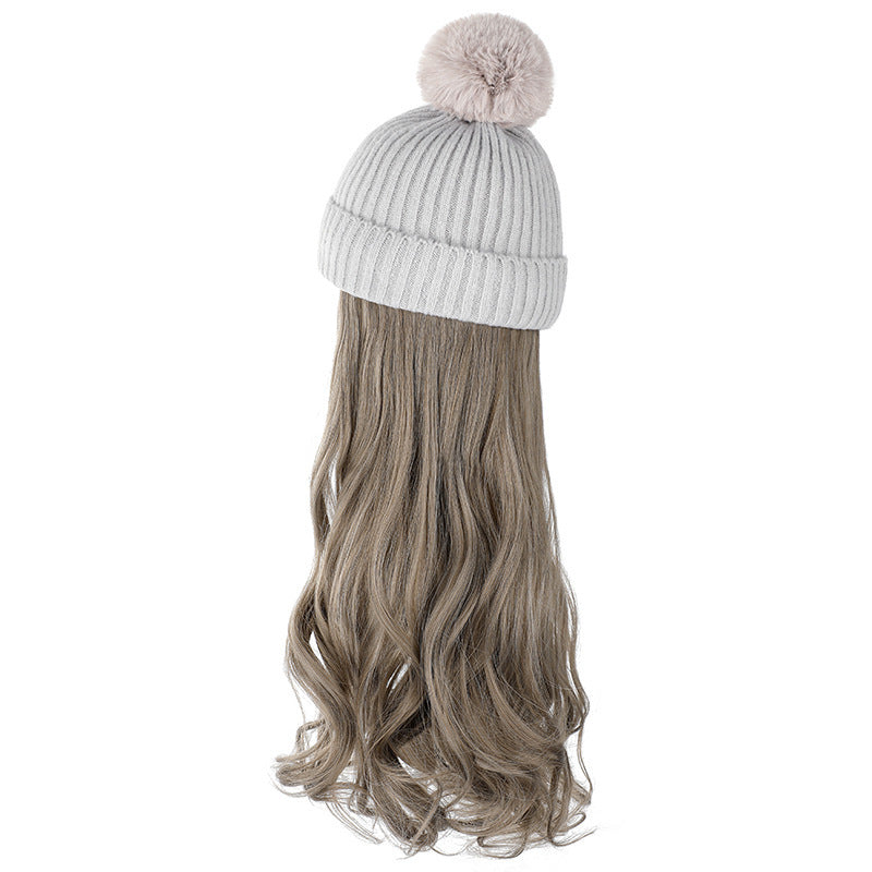 HKM-478547 Removable Woolen Cap with Long Curly Hair for Stylish Look