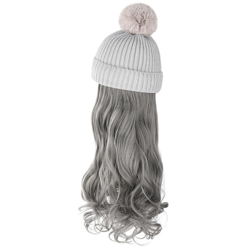 HKM-478547 Removable Woolen Cap with Long Curly Hair for Stylish Look