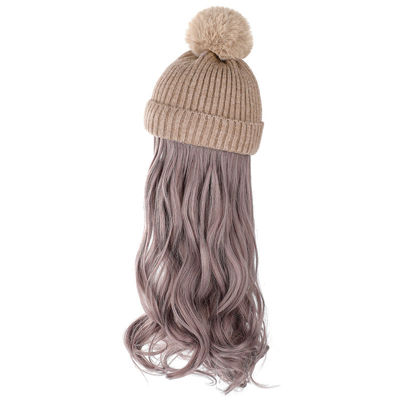 HKM-478547 Removable Woolen Cap with Long Curly Hair for Stylish Look