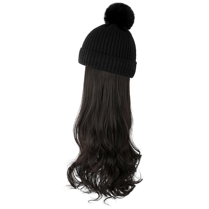 HKM-478547 Removable Woolen Cap with Long Curly Hair for Stylish Look