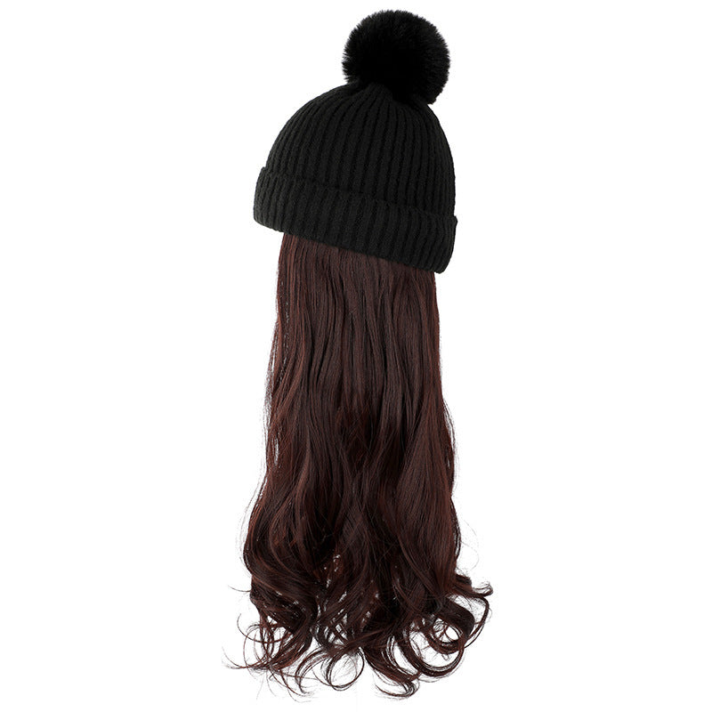 HKM-478547 Removable Woolen Cap with Long Curly Hair for Stylish Look